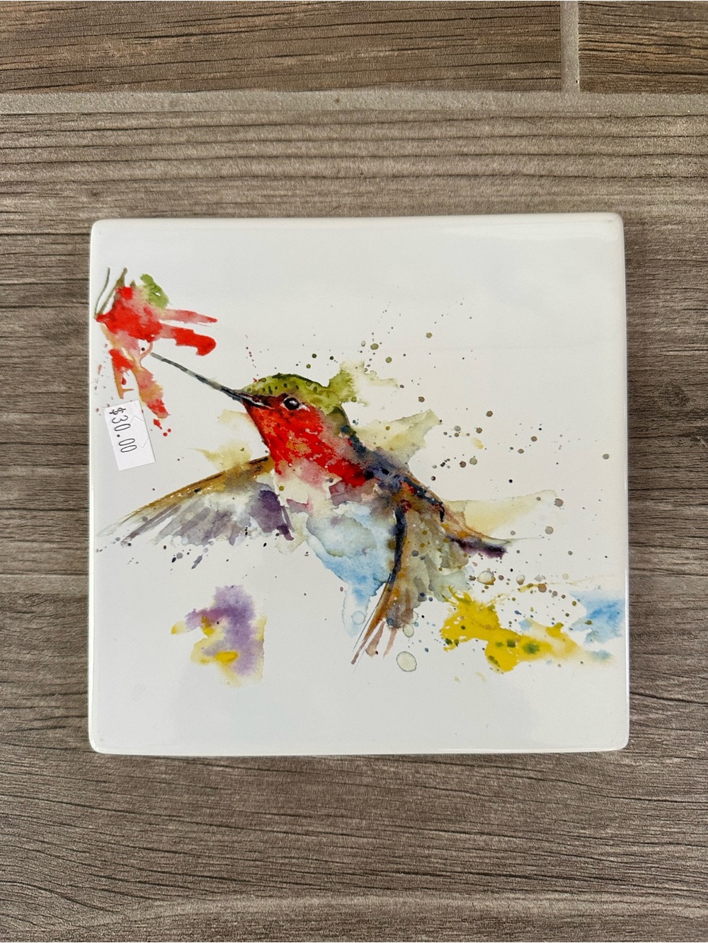 Dean Crouser Hummingbird Ceramic Plaque Demdaco Trivet Table Wall Decor NEW